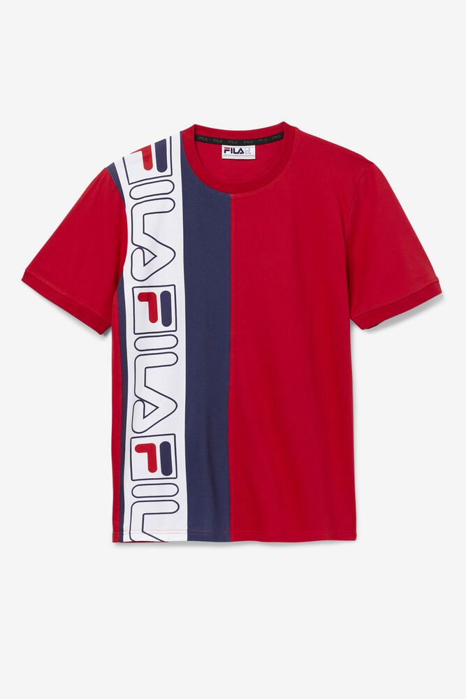 Fila Dixon T-Shirt Red/Navy - Mens - 61954ACTG